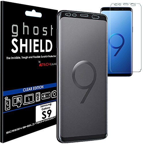 TECHGEAR Screen Protector to fit Samsung Galaxy S9 [ghostSHIELD Edition] Genuine Reinforced Flexible TPU Screen Protector Guard Covers with Full Screen Coverage inc Curved Screen