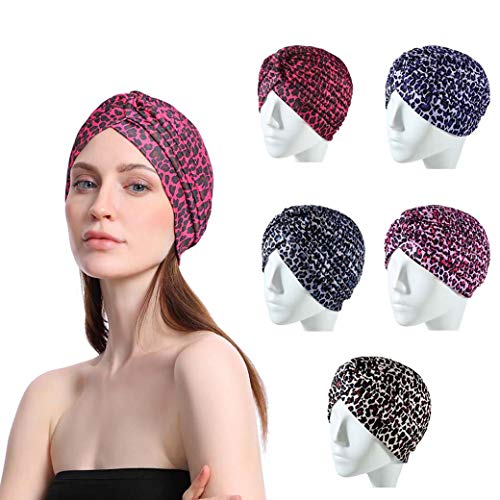 Sethexy Boho Head Wrap Leopard Criss Cross Headwear Turban India Hair Wrap Daily Use Travel Outdoor Hair Accessories for Women and Girls(5pcs)