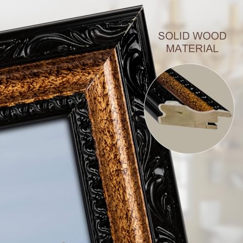 Image of Black 13x19 Picture Frame Wood Vintage Picture Frames Antique | Real Glass, Easy Photo Changes, Wall Hanging