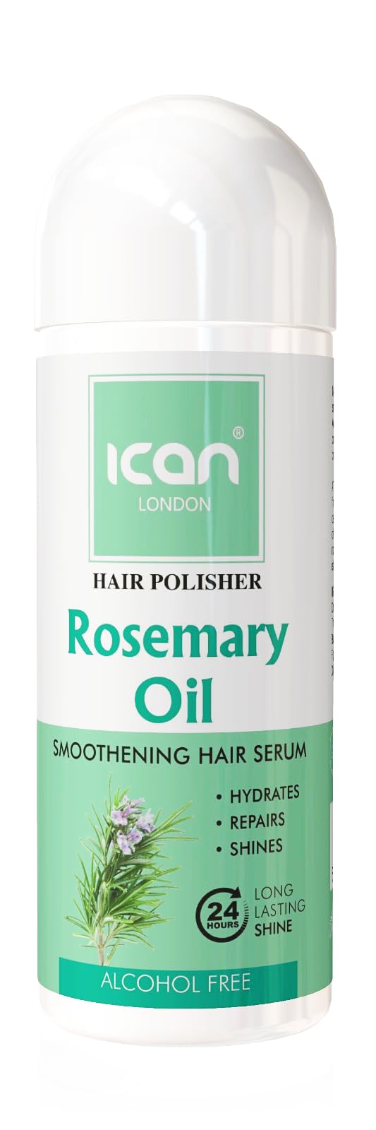 ican London Hair Polisher Rosemary Oil Smoothening Hair Serum Alcohol Free 207ml, 207 ml (Pack of 1)