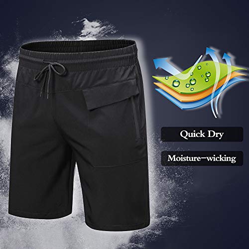 Ajcoflt Shorts de esportes Bolsos de secagem rápida Solto respirável Gym Running Workout Activewear