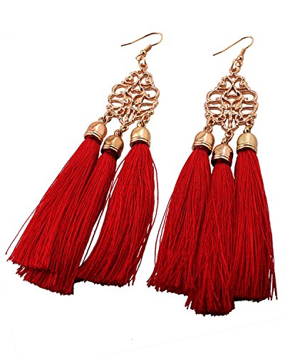 Image of Young & Forever Gift Boho Carnival Sea Island Long Tassel Earrings Handmade Beaded Bohemian Women Statement Beads Dangle Earrings Ethnic Jewelry Fringe Earrings