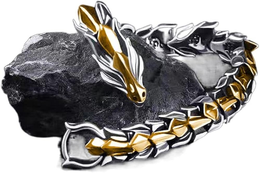 Retro Style Mens Steel Dragon Link Chain Bracelet,Personality Gold Dragon Bracelet Keel Thick Chain Bracelet Jewelry Accessories: Clothing, Shoes & Jewelry