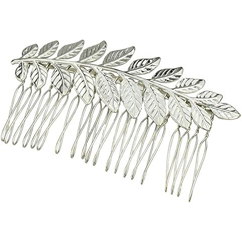 Frcolor Vintage Silver Leaf Hair Comb Cover
