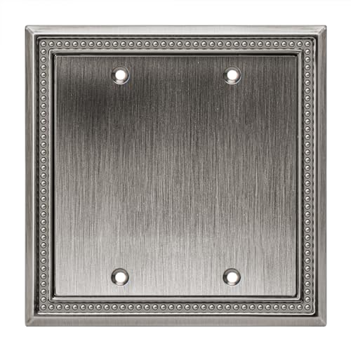 Image of Henne Bery Sunken Pearls Heavy Duty Decorative Wall Plate Switch Plate Outlet Cover (Double Blank, Heirloom Silver)