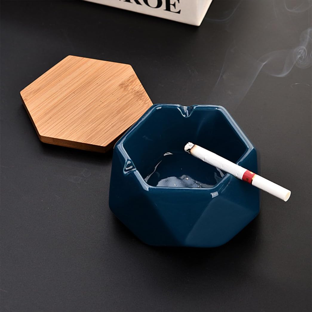 GVILTY Moderno Posacenere Di Sigaretta In Ceramica In Ceramica Con Coperchio, Posacenere Da Sigaretta Da Tavolo Per Interno Esterno E Decorativo Tavolo Da Tavolo Da Posacen blue
