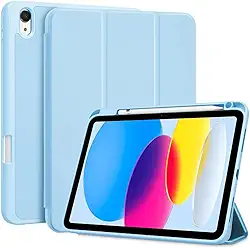 Case Capa Compatível Para iPad 9, 8, 7 Geração 10.2" 10.5" Slim Inteligente Com Suporte Caneta Proteção Anti-Impacto Auto Sleep Tampa Magnética (Azul Claro)