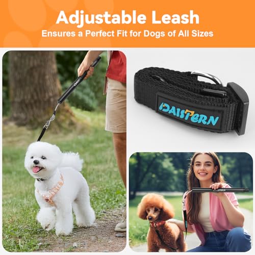 DAISTERN Fahrradleine für Hunde, 210° drehbar, Carbonfaser-Griff, stötdämpfende Feder, Stahlseil, Freihandleine für Hunde mit Aluminiumlegierungsklemme, Schnellmontagesystem