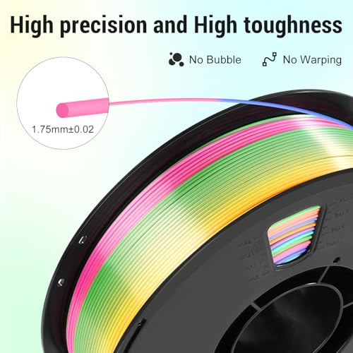 Image of Dynta Silk Rainbow PLA 3D Printer Filament for Beginners, 1.75mm /±0.02mm