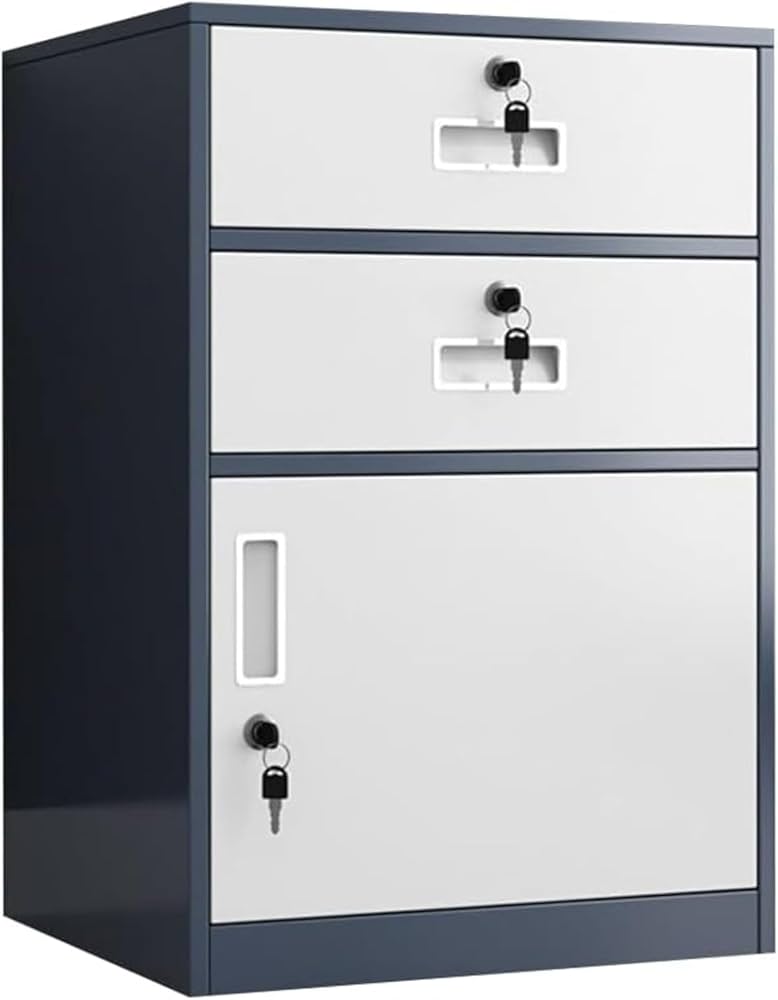 Amazon.co.jp: TAKEYオフィスワゴン キャビネット 鍵付き 3段