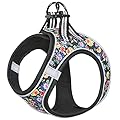 HEELE Dog Harness Reflective Floral Small Dog Harness Soft Breathable Mesh Harness for Small Dog Puppy Harness for Daily Trips Night Walks, Flower-Black, S