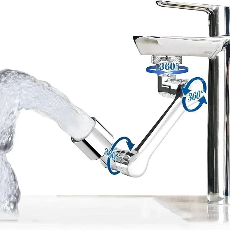 Robinet d'extension rotatif multifonctionnel à 1080° - Pulvérisateur à double effluent - Bras de robot aérateur mousseur pour évier de cuisine et salle de bain (mode unique 1080)