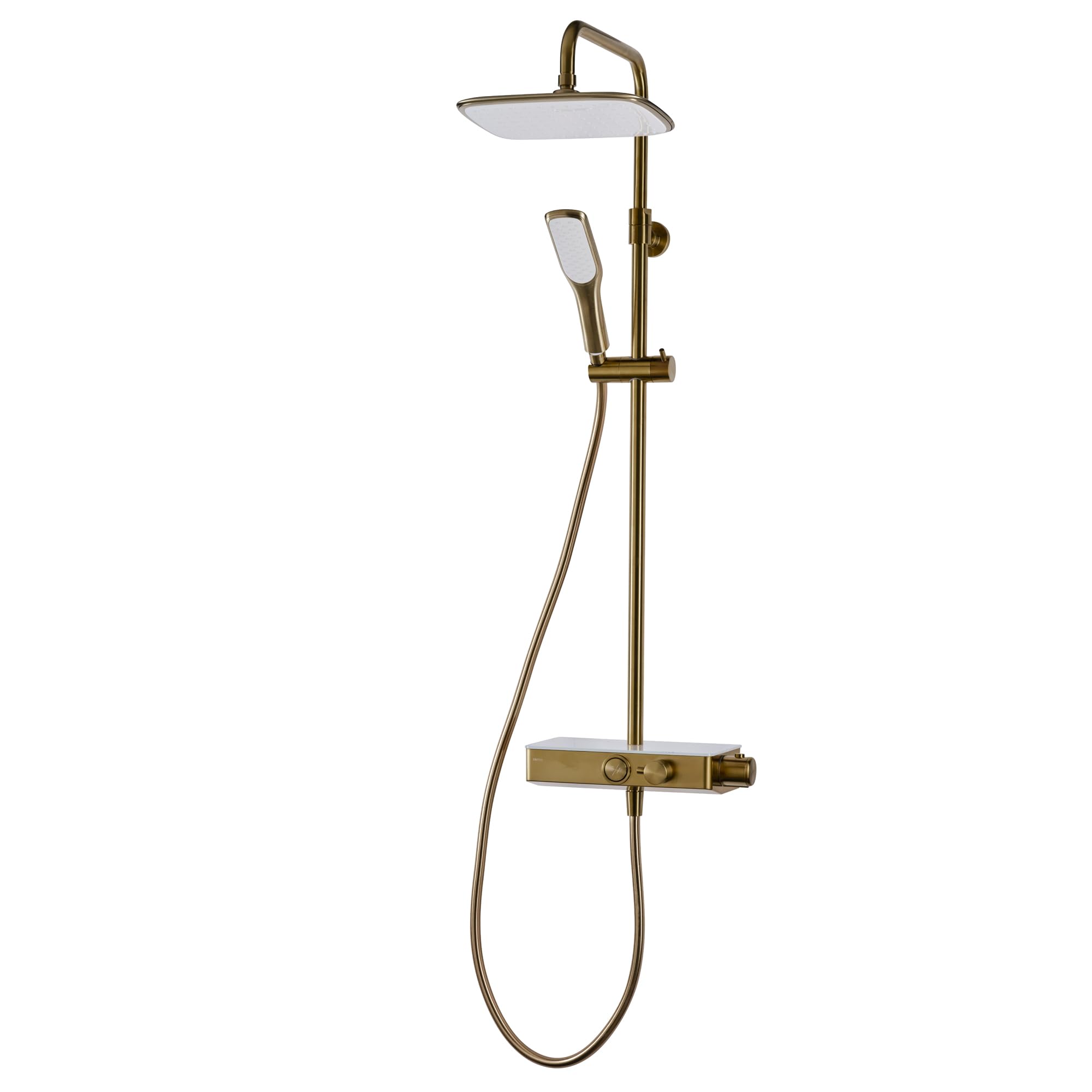 Push Button Mixer | Brushed Brass | Triton | Thermostatic Mixer Shower | Rainfall Shower Head | Mixer Shower for Bathroom | Shower Diverter | Home Improvement