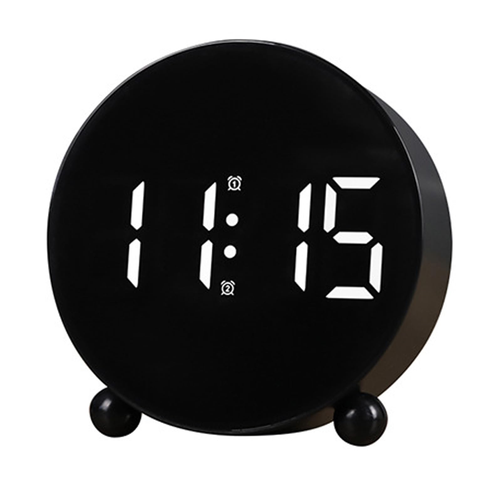 Reloj Despertador Redondo Digital LED Activado por Tacto para Mesa de Estudio | Alarma dual, repetición de alarma, visualización de la semana, USB/alimentado por batería, reloj de escritorio,
