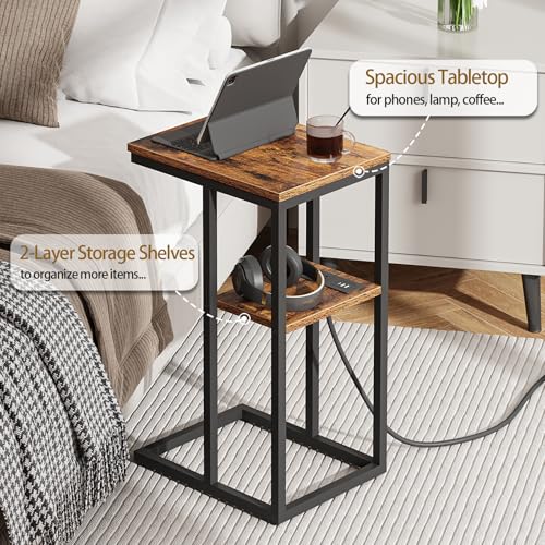 Vagusicc-C-Shaped-End-Table-with-Charging-Station-Small-Side-Table-for-Couch-Snack-Side-Table-with-USB-Ports-and-Outlets-for-Small-Spaces-Slide-Under-Sofa-Table-TV-Tray-Arm-C-Table-for-Living-Room Vagusicc C Shaped End Table with Charging Station Small Side Table for Couch Snack Side Table with USB Ports and Outlets for Small Spaces Slide Under Sofa Table TV Tray Arm C Table for Living Room