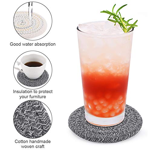 Accmor-Braided-Coasters-for-Drinks-6-Packs-Round-Handmade-Fabric-Woven-Desk-Coasters-Absorbent-Cotton-Cup-Coasters-Heat-Resistant-Hot-Pads-Mats-for-Kitchen-Dining-Table-Protection Accmor Braided Coasters for Drinks 6 Packs Round Handmade Fabric Woven Desk Coasters Absorbent Cotton Cup Coasters Heat Resistant Hot Pads Mats for Kitchen Dining Table Protection