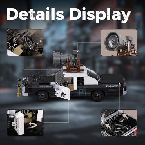 Blues Brothers Monaco Police Car Building Set: Bluesmobile Toy with Minifigures, Compatible with Lego, Gift for Blues Music Movie Fans, Ages 6+