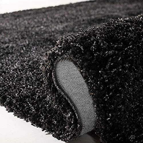 Image of CD Carpet Anti Slip Shaggy Fluffy Fur Rugs and Carpet for Living Room Bedroom Kids Room Plain Circle Carpets for Home with 2 Inch Thickness (Color Black Size 6x6 Feet Round)