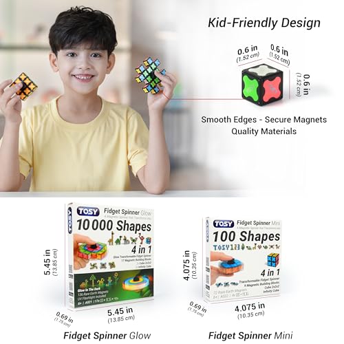 TOSY Magnet Fidget Spinner Mini – 8 Bausteine, 3-in-1: verwandelbarer Fidget-Spinner, Infinity-Würfel, 2x2 Puzzlewürfel, Ostergeschenk für Kinder/Erwachsene, STEM-Sensorik Anti-Stress Spielzeug