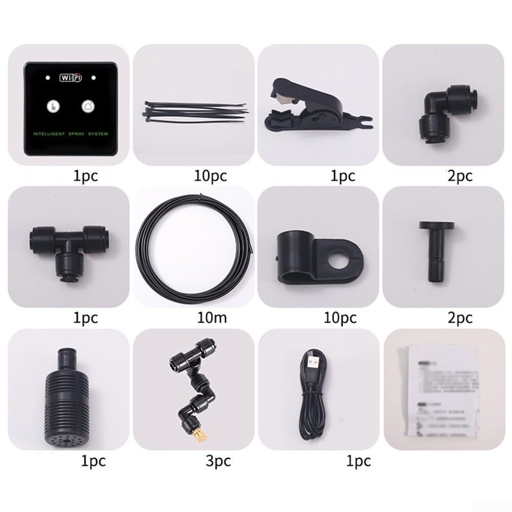 Yuanpgky Nebulizzatore per rettili abilitato WiFi, sistema di nebulizzazione mart, timer con telecomando, spruzzatore rotante a 360°, adatto per umidificazione delle piante e rettili (3 ugelli)