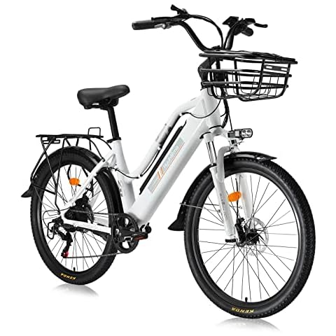 AKEZ Bicicleta eléctrica de 26'' con batería extraíble y Shimano 7 velocidades Cover