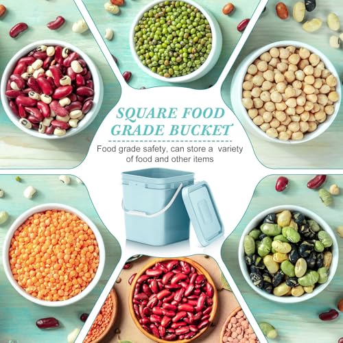 Image of Mumufy 3 Pcs 3.5 Gallon Square Food Grade Bucket with Lid Square Bucket Pail Plastic Handles for Long Term Food Storage, Camping, Fishing, Home Organization Easy Stack and Store (Aqua)