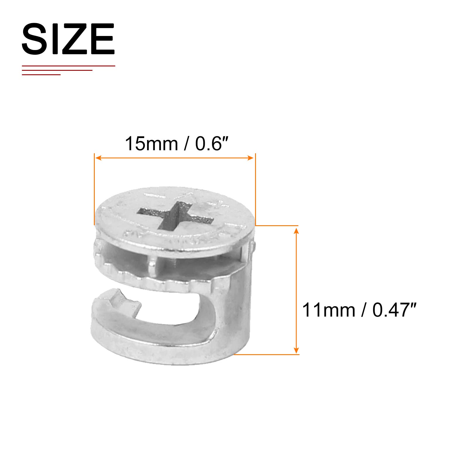 DTGN 15x12mm(DxH) Cam Lock Nut - 30Pack - Good for Wood Wardrobe Table Bookshelf - Furniture Cam Fittings Connectors - Silver Tone - Image 2