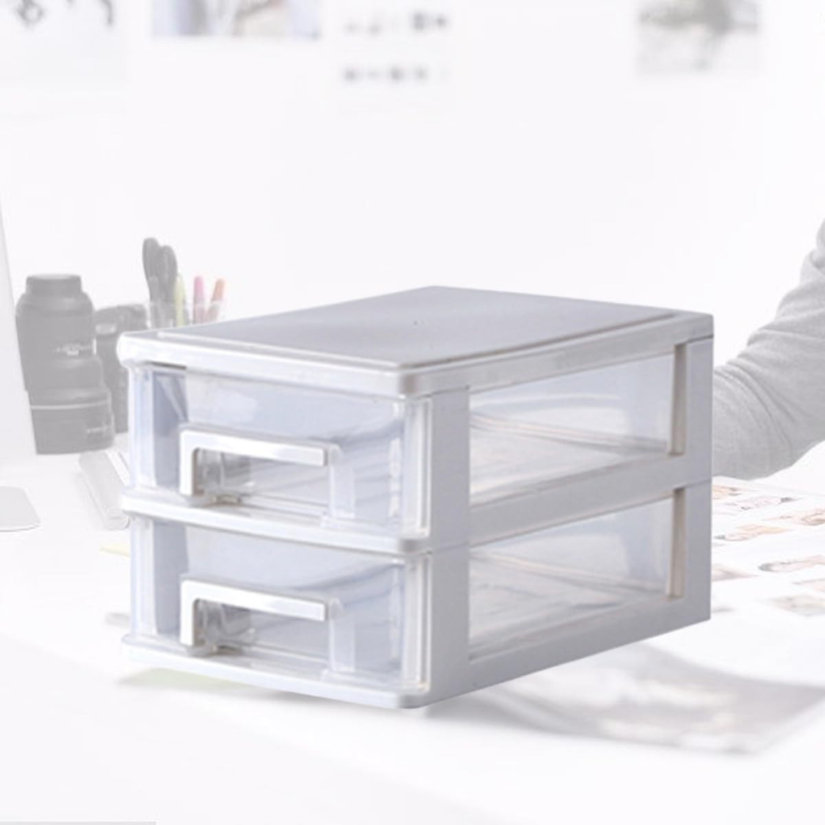 Transparente Kunststoff aufbewahrungsbox Lagigem Schubladenschrank Mittlere Multifunktional Tragbar als Schreibtisch organizer für Büro Wohnzimmer und Bad