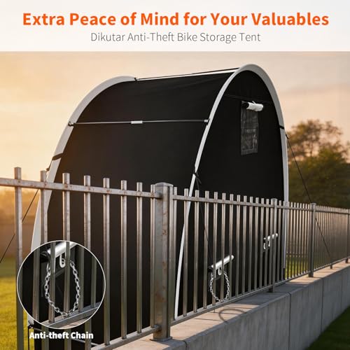 Image of Anti-Theft Bike Storage Tent with Lockable Zipper & Security Eyelets, Upgraded PU5000 Waterproof Outdoor Storage Shed for 2 Bikes, Bicycle Motorcycle Garden Tools Shelter (80x32x68 Inches)