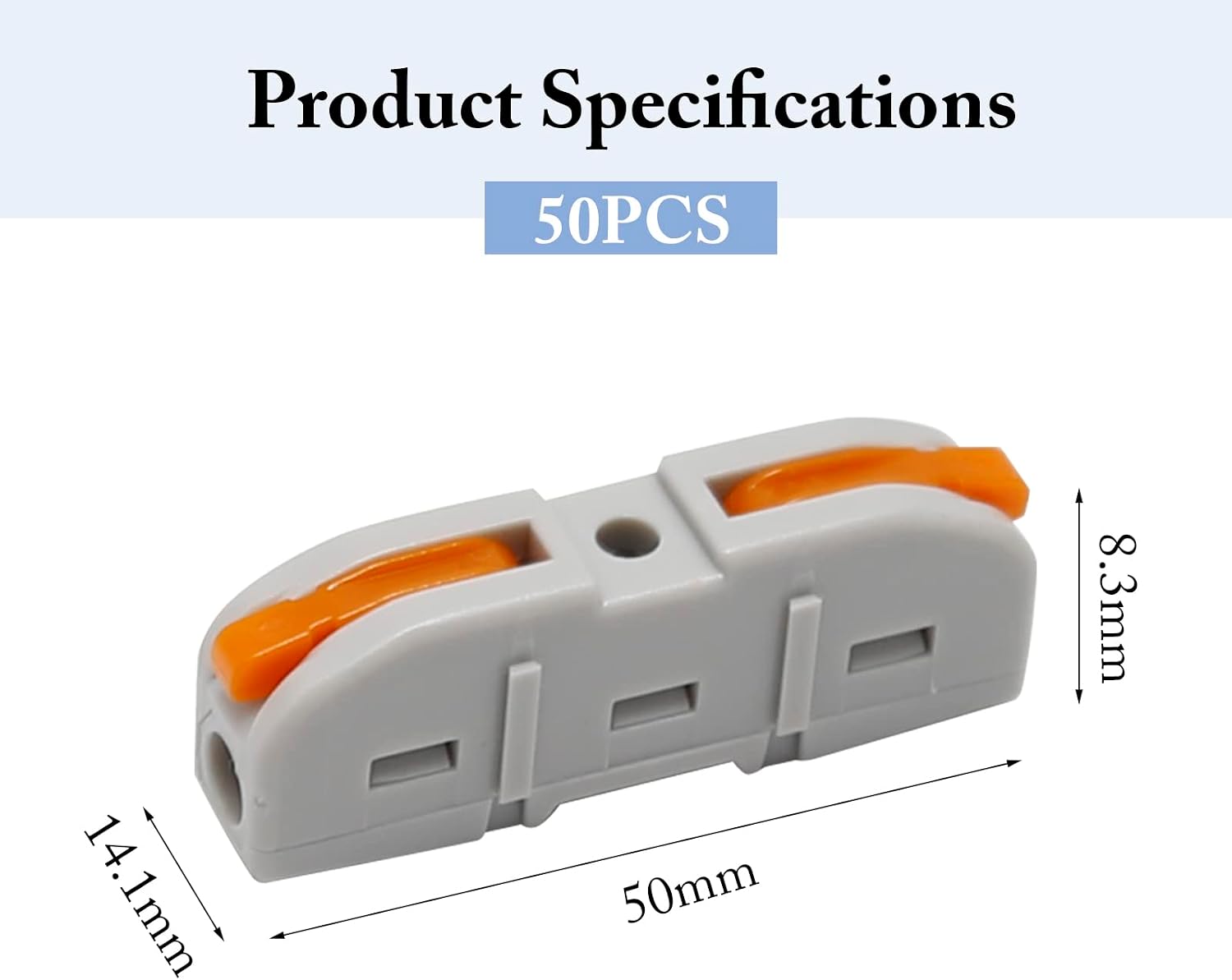 Wire Connector 50 Pcs, 1 Conductor Compact Wire Connectors Splicing Connectors for Circuit Inline 28-12 AWG, One-to-One Quick Terminal Block