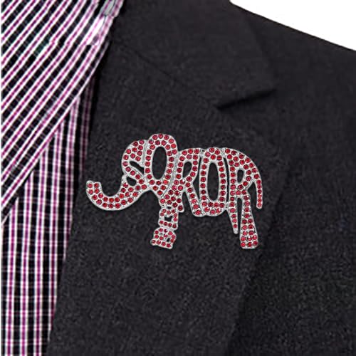 Image of Elegant Soror Womenhood Gifts Red Soror 1913 Elephant Pin Fortitude Delta Sorority Broach Greek Letter Jewelry