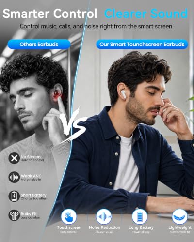 Image of Wireless Earbuds with Smart Touchscreen Case, AI Noise Cancelling Ear Buds