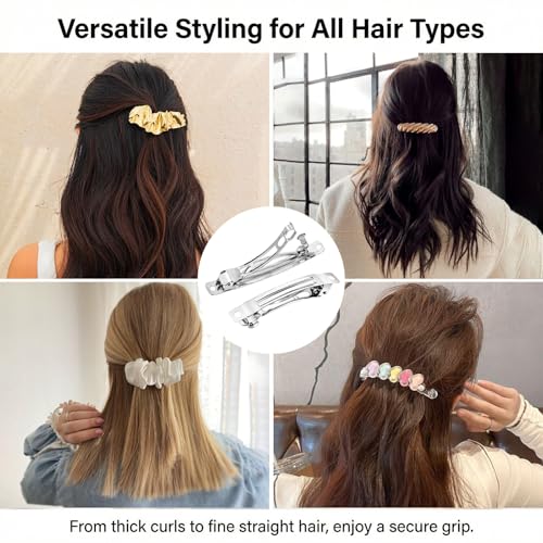 20 piezas de pinzas para el cabello frances en metal plateado de 3 pulgadas miniatura 3