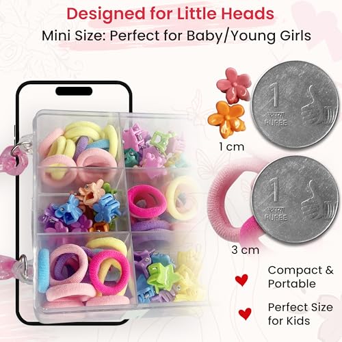 Image of TEMPERIA Hair Accessories Birthday Gift Items for Girls & Kids | Combo of Hair Claw Clips, Rubber Bands, Hair Pins & More | Cute Hair Styling Kit for Baby Girls for Party & Wedding | Multicolor -55pcs