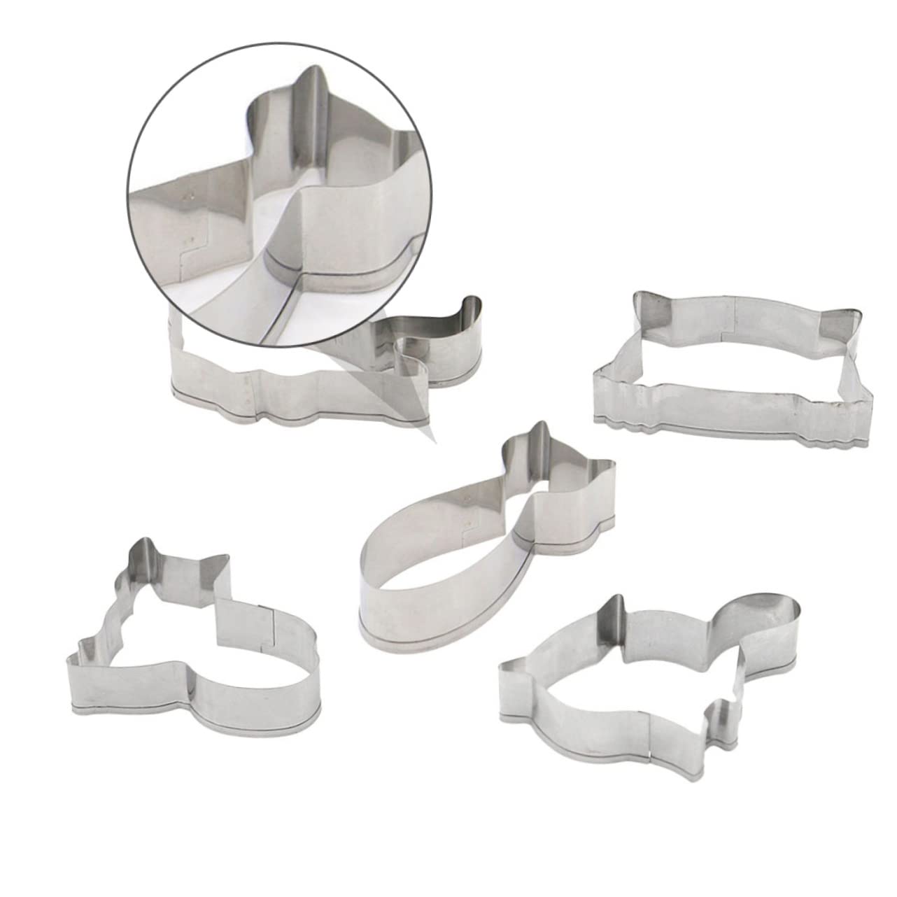 Alipis 3juegos Molde Para Galletas Forma De Gato Inoxidable Herramienta De Cortador De Frutas y Galletas Plateado