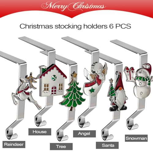 Christmas-Stocking-Holders-Set-of-6-Christmas-Stocking-Holders-for-Mantle-Set-of-6-Fireplace-Stocking-Hangers-6-Pack-Stocking-Stand-Farmhouse-Rustic-Xmas-Decorations-for-Home-Indoor Christmas Stocking Holders Set of 6 Christmas Stocking Holders for Mantle Set of 6 Fireplace Stocking Hangers 6 Pack Stocking Stand Farmhouse Rustic Xmas Decorations for Home Indoor