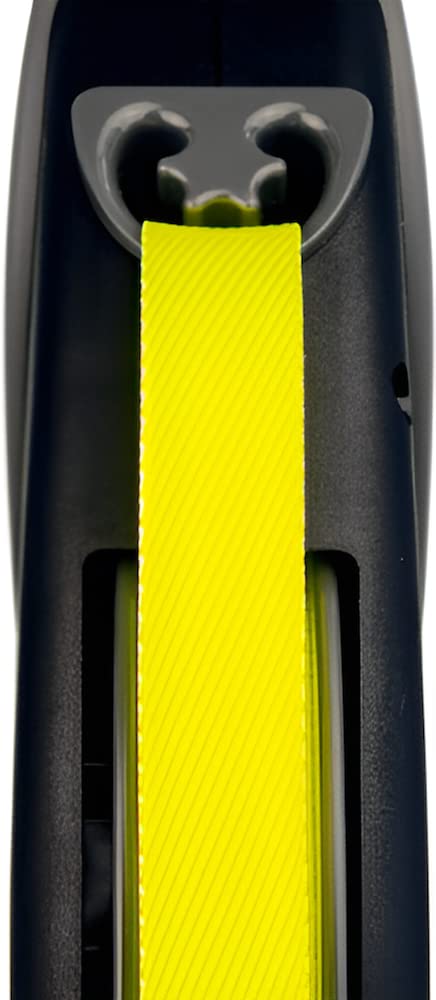 Croci Flexi New Neon Tape, Correa Reflectante Extensible para Perros, Talla M hasta 25 Kg, Longitud 8 Metros, Negro Y Amarillo & Flexi - Correa Giant L Cinta 8 m