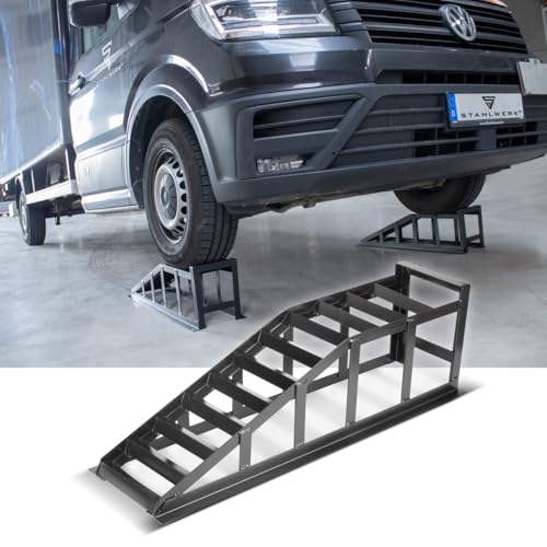 STAHLWERK Auffahrrampe GT-14 ST 2er Set mit 2 Tonnen Tragkraft Auffahrbock | Auto-Rampe | Pkw-Rampe | Kfz-Bock