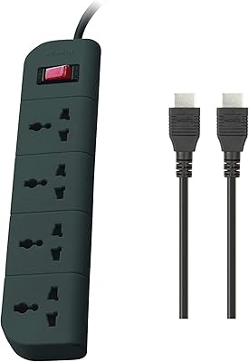 Belkin Essential Series 4-Socket Surge Protector Universal Socket with 5ft Heavy Duty Cable (Grey) & High Speed HDMI Cable...