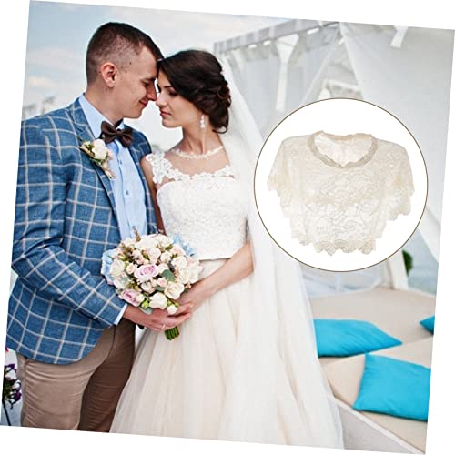 Off Shoulder Lace Shawl for Women Elegant Bridal Cape Hollow Lace Blouse Shawl All-match Short Cape for Wedding Dress Cover-up for Brides4