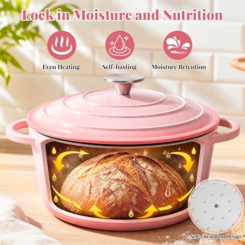 Image of LIFERUN 7Pcs Enameled Cast Iron Cookware Set, Cast Iron Pots and Pans Set