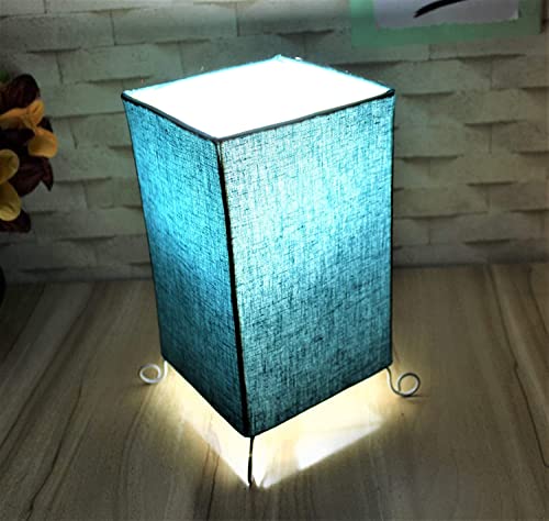 Image of Handicraft Lamp Shade Pendant Lighting | Fabric Shade | Sconce Lighting | Floor Lamp | Steady Lamp | On /Off Switch | Pack Of 2 | Square Blue