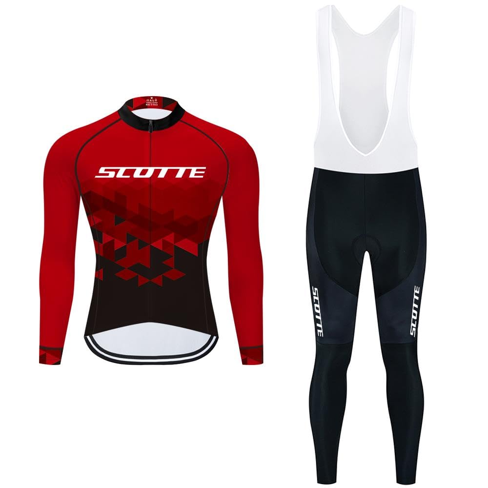 Moxilyn Set di maglia da ciclismo a maniche lunghe, per uomo, abbigliamento da ciclismo, MTB, maglia da ciclismo, abbigliamento sportivo, con imbottitura 20D