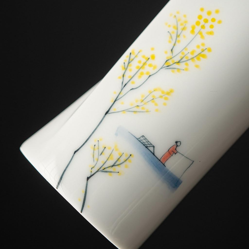 Vaso Composizione floreale retrò a forma di scorrimento Vasi di fiori in ceramica blu e bianchi dipinti a mano for la decorazione di piccoli vasi domestici Vaso In Ceramica