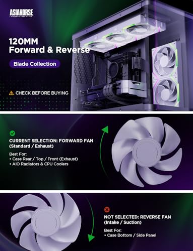 Image of AsiaHorse Nyota Pro 120mm PC Fans ARGB PWM, Modular Daisy-Chain Design, Dual-Zone Asynchronous Lighting, 18 Addressable LEDs, 2000RPM High Airflow 61.5CFM, Low Noise 29dB, for PC Case & Liquid Cooler