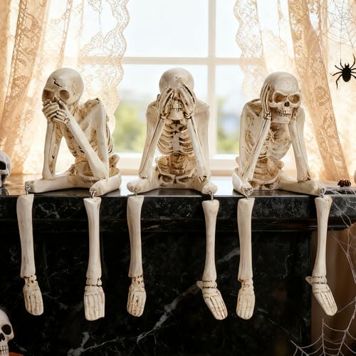 Figuras decorativas esqueleto Halloween 3 piezas miniatura 6