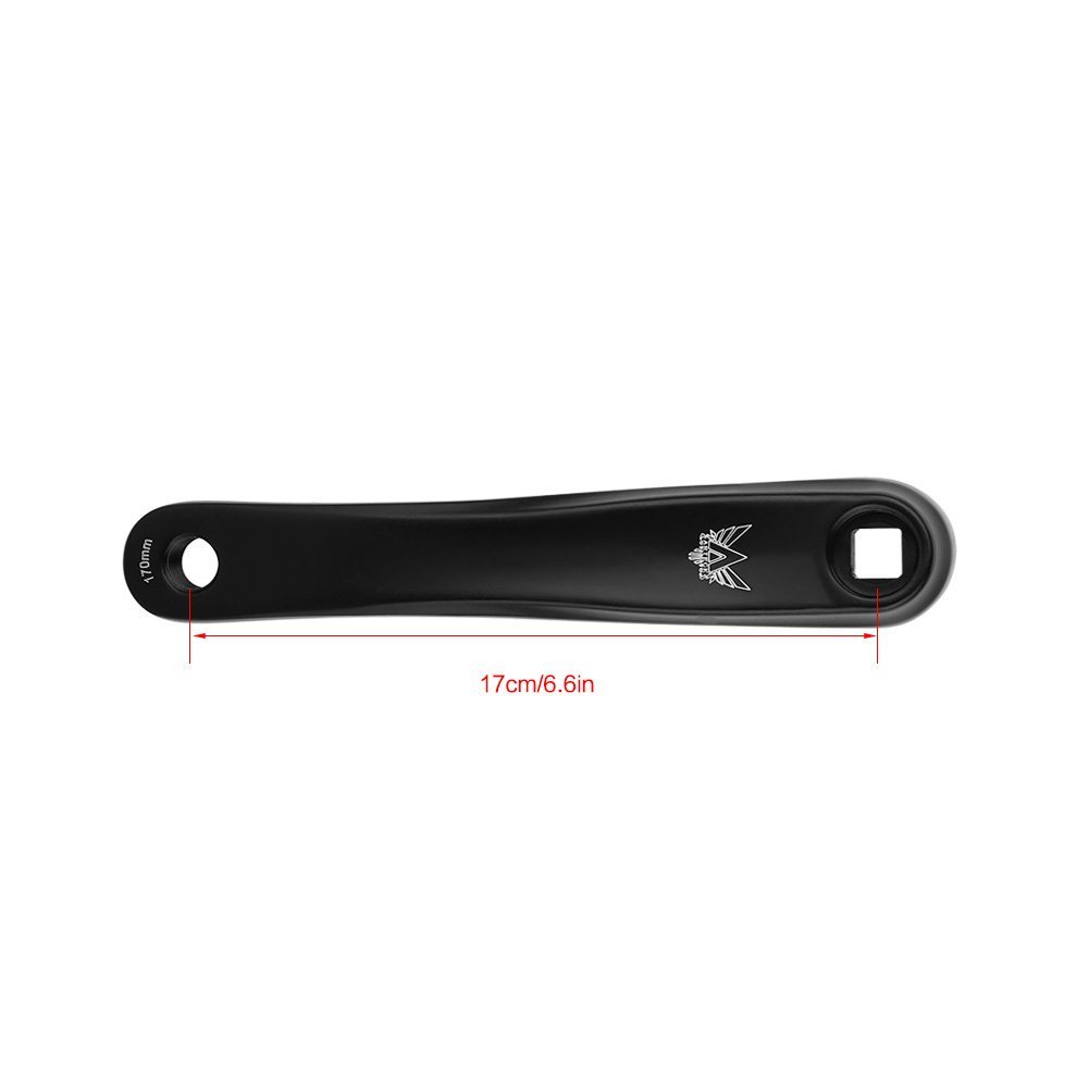 Dilwe 170 mm Ramię rowerowe ze stopu aluminium z pojedynczą prędkością korbą do roweru górskiego roweru szosowego (kwadratowy otwór - czarny)