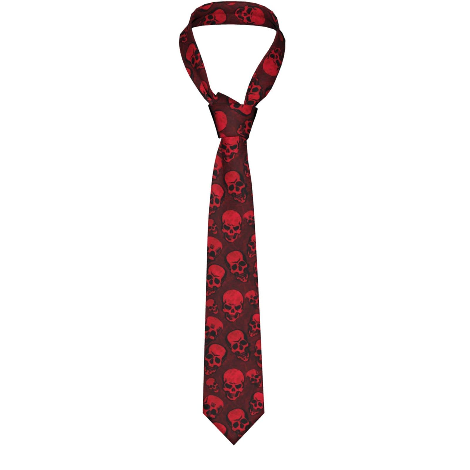 SJOAOAA Mens Ties Red Skulls Men'S Neckties Novelty Skinny Tie For Business Party Wedding Suit