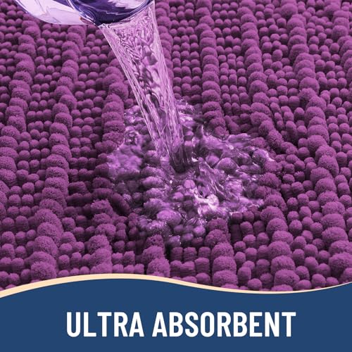 Image of Arotive Luxury Small Bathroom Rugs 24x16, Extra Soft Thick Absorbent Shaggy Chenille Bath Rugs, Machine Wash Dry, Bath Mats for Bathroom Floor, Tub and Shower, Home Decor Accessories, Purple
