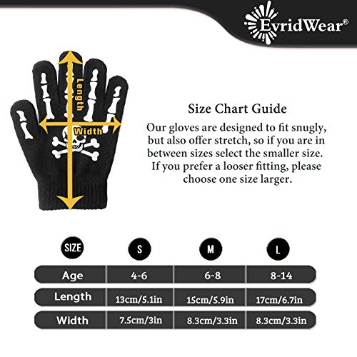 Image of Evridwear Kids Winter Gloves,3 Pairs Knit Warm Stretch Gripper Children Magic Glove for Boys Girls 4-14 Years